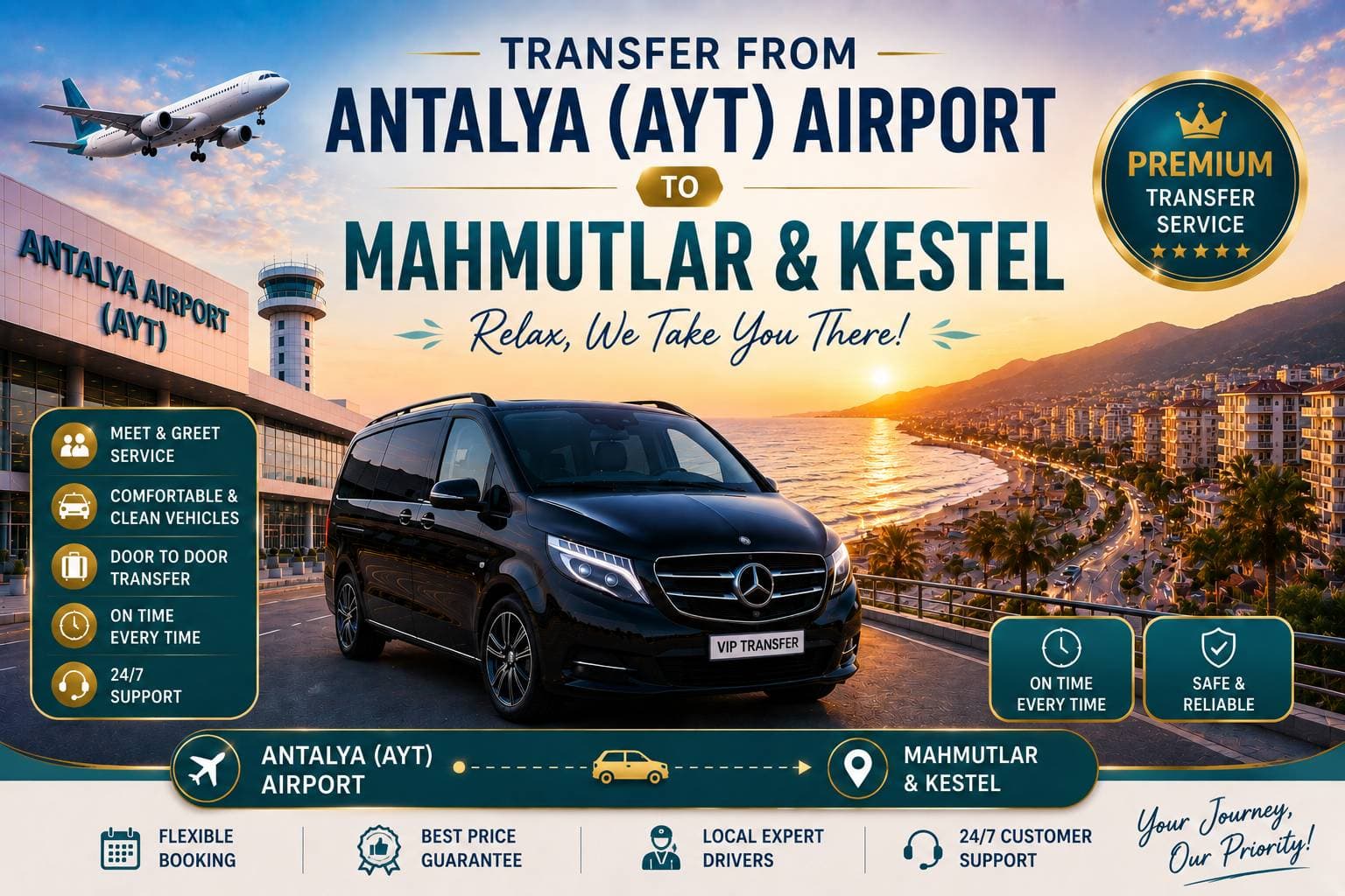 Antalya (AYT) Havalimanı’ndan Mahmutlar ve Kestel’e transfer